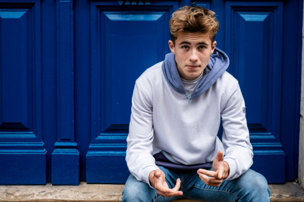 Sweat "INDUS" mixte Gris Clair + Capuche & Poche Gris Bleu – Image 2